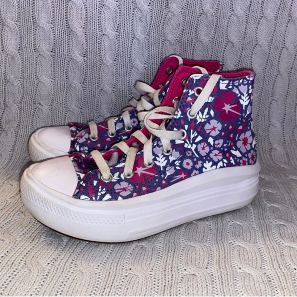 Converse Kids Floral High-Top Sneakers - Pink and Blue